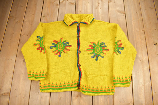 Vintage 1960s Psychedelic Style Wool Knit Sweater / Hippy Sweater / True Vintage / Colourful / Vintage Knit / Trippy