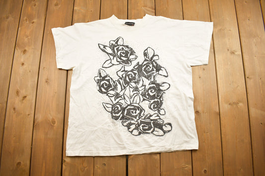 Vintage Y2K American Traditional Roses Graphic T Shirt / Vintage T Shirt / Streetwear / Graphic Tee