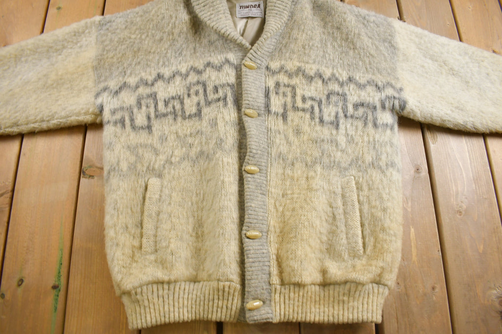 Vintage 1970s Tundra 100% Wool Knit Shawl Collar Jacket