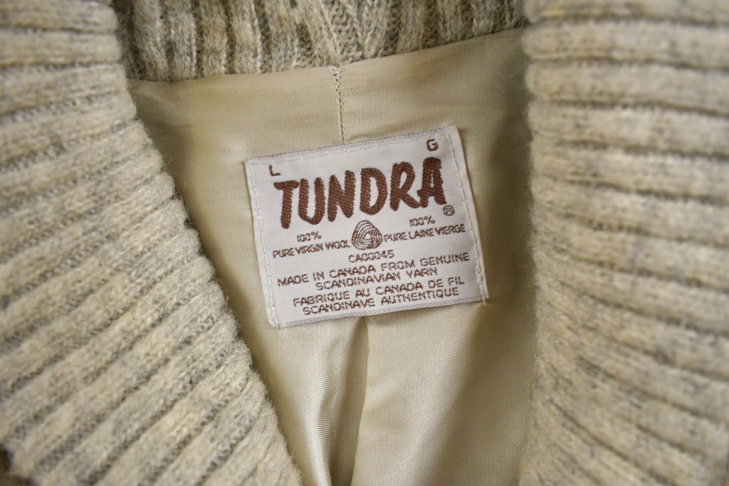 Vintage 1970s Tundra 100% Wool Knit Shawl Collar Jacket