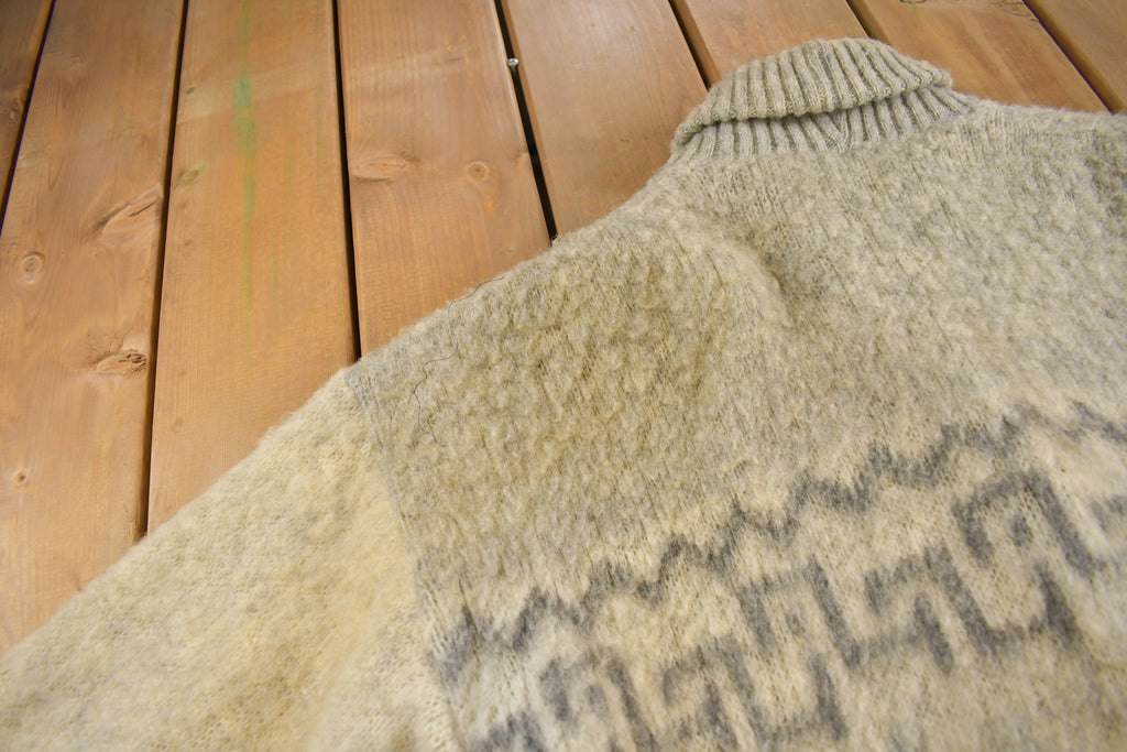 Vintage 1970s Tundra 100% Wool Knit Shawl Collar Jacket