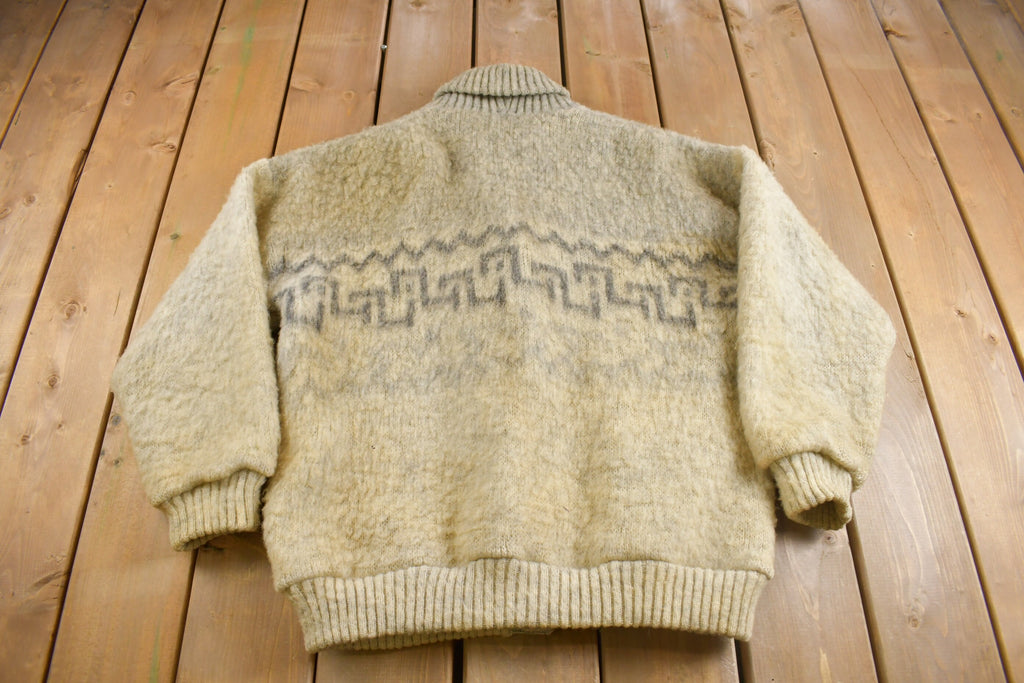 Vintage 1970s Tundra 100% Wool Knit Shawl Collar Jacket