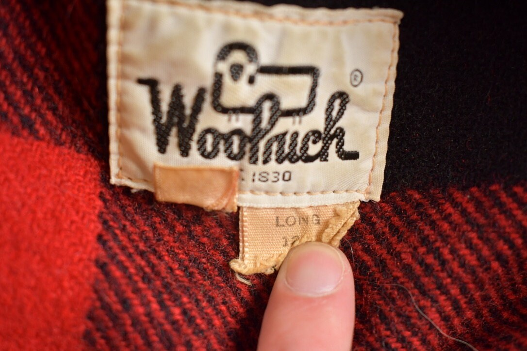 Vintage 1980s Woolrich Wool Plaid Zip Up Shacket