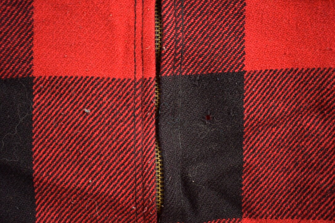 Vintage 1980s Woolrich Wool Plaid Zip Up Shacket