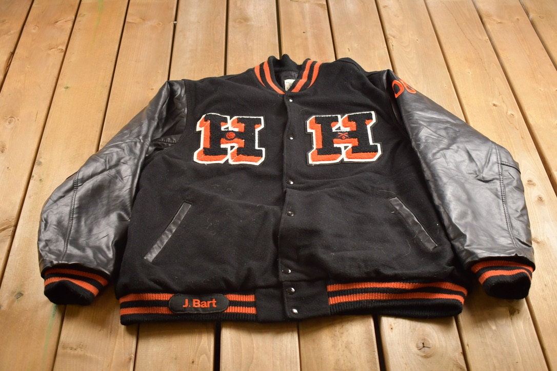 Vintage 1980s Howland Tigers Ohio Wool Varsity Jacket / Eastern College / NCCAA / Wool Leather / Outerwear / Streetwear Fashion / Baseball