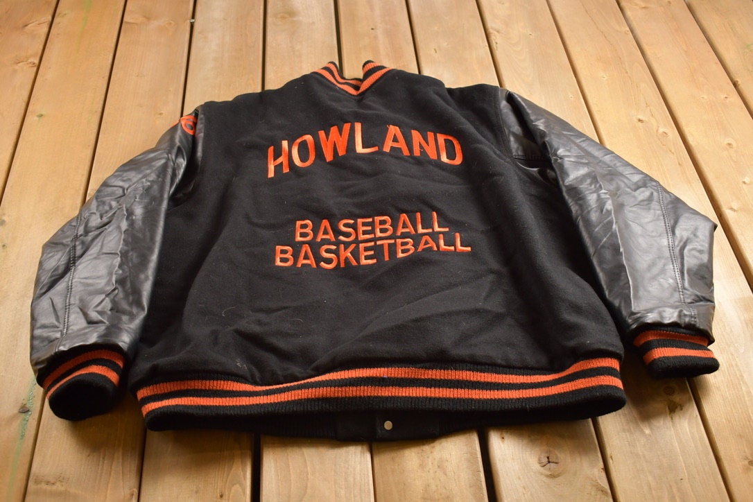 Vintage 1980s Howland Tigers Ohio Wool Varsity Jacket / Eastern College / NCCAA / Wool Leather / Outerwear / Streetwear Fashion / Baseball