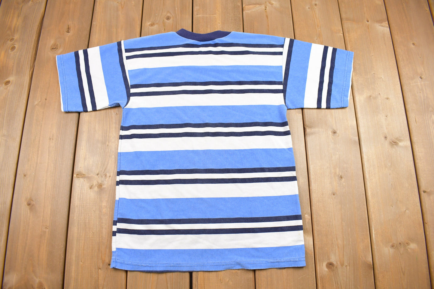 Vintage 1990s Blue Striped T Shirt / Vintage T Shirt / Streetwear / Striped Tee