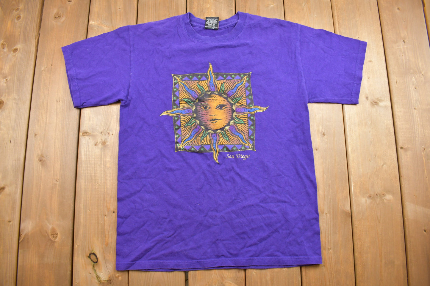 Vintage 1990s Abstract Sun Graphic T Shirt / Vintage T Shirt / Streetwear / Graphic Tee / Made In USA