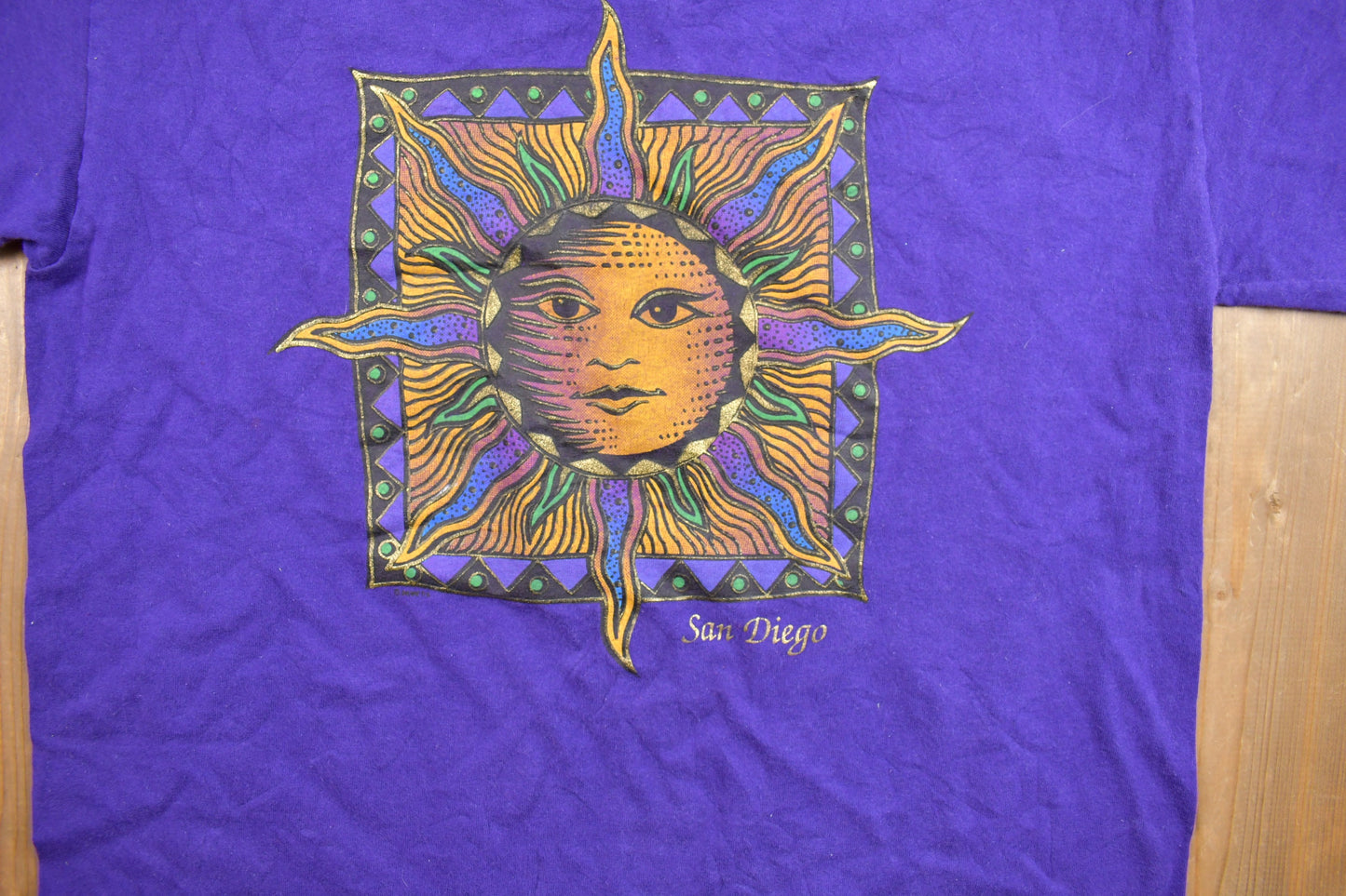 Vintage 1990s Abstract Sun Graphic T Shirt / Vintage T Shirt / Streetwear / Graphic Tee / Made In USA