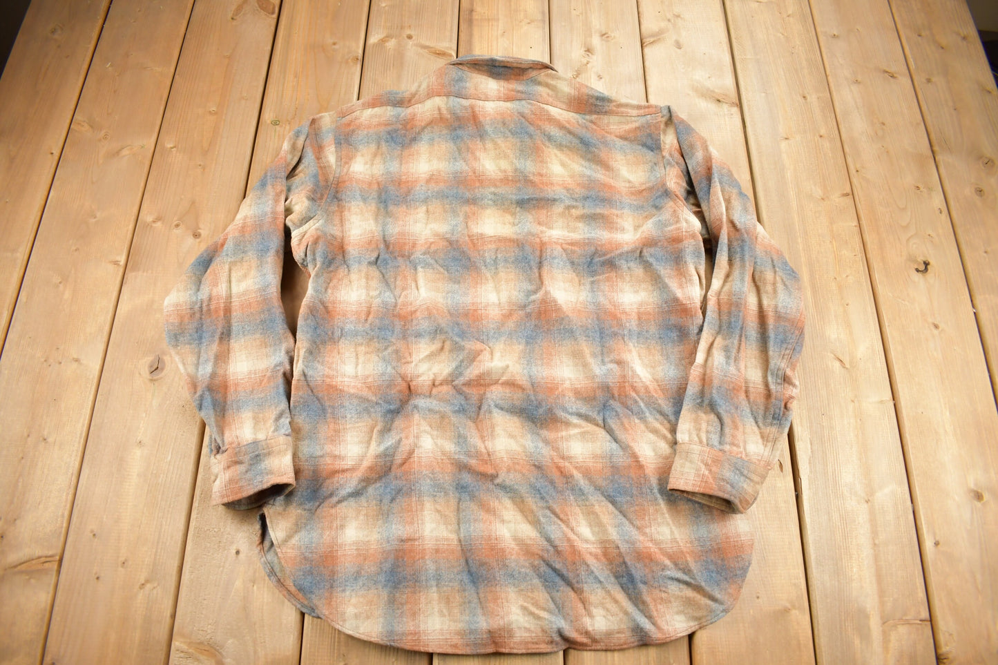 Vintage Country Traditionals By Pendleton Shadow Plaid Button Up Shirt / 100% Virgin Wool / Outdoorsman / Made In USA