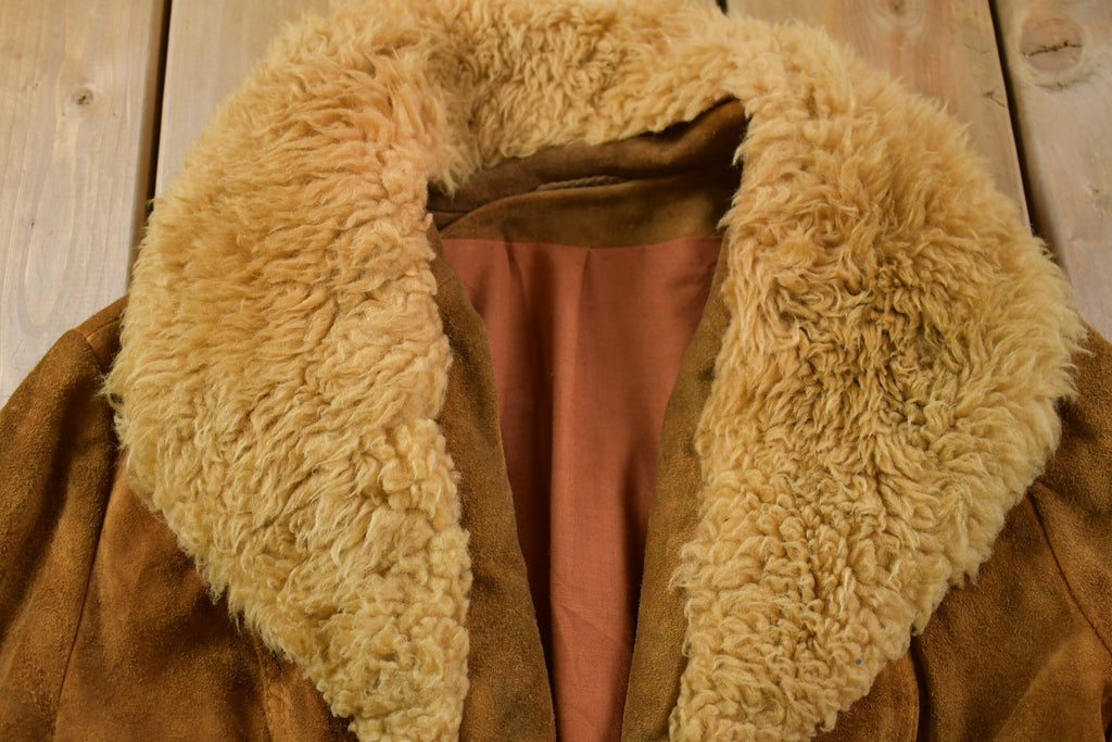 Vintage 1960s Fur Collar Leather Jacket Fall Outerwear