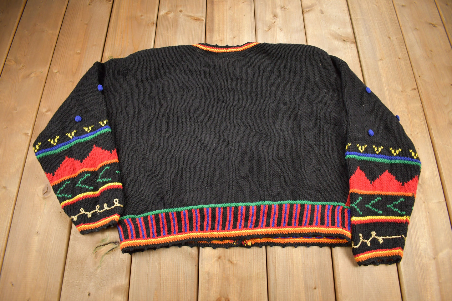 Vintage 1990s Gantos Button Up Knit Sweater / Vintage Cardigan / Pattern Sweater / Abstract Sweater