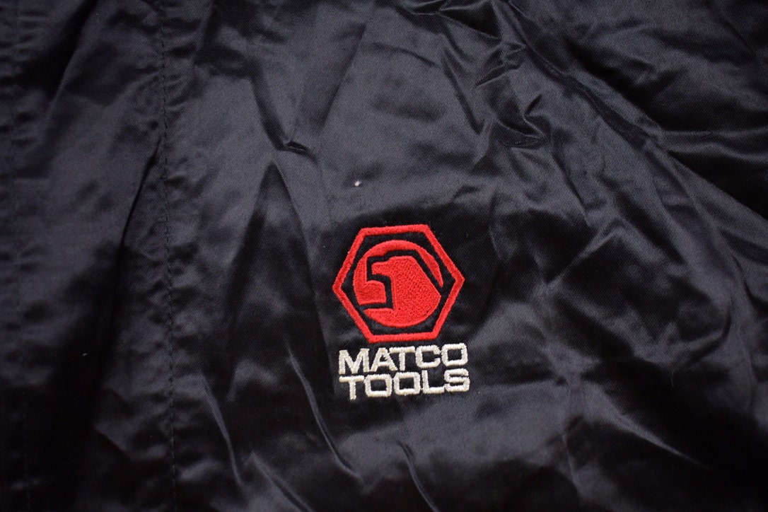 Vintage 1990s Matco Tools Satin Bomber Jacket / Snap Button / Streetwear / Souvenir Jacket / Girard Satin Bomber / Streetwear / 90s Matco