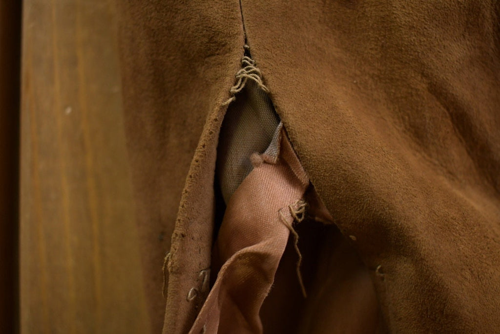 Vintage 1960s Fur Collar Leather Overcoat