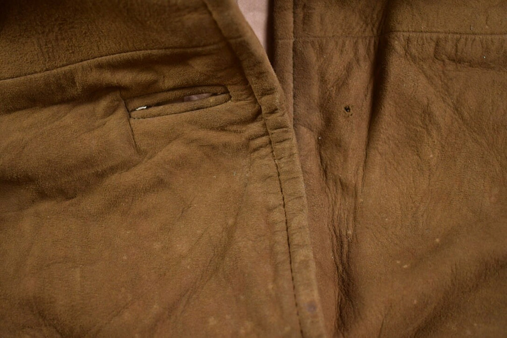 Vintage 1960s Fur Collar Leather Overcoat