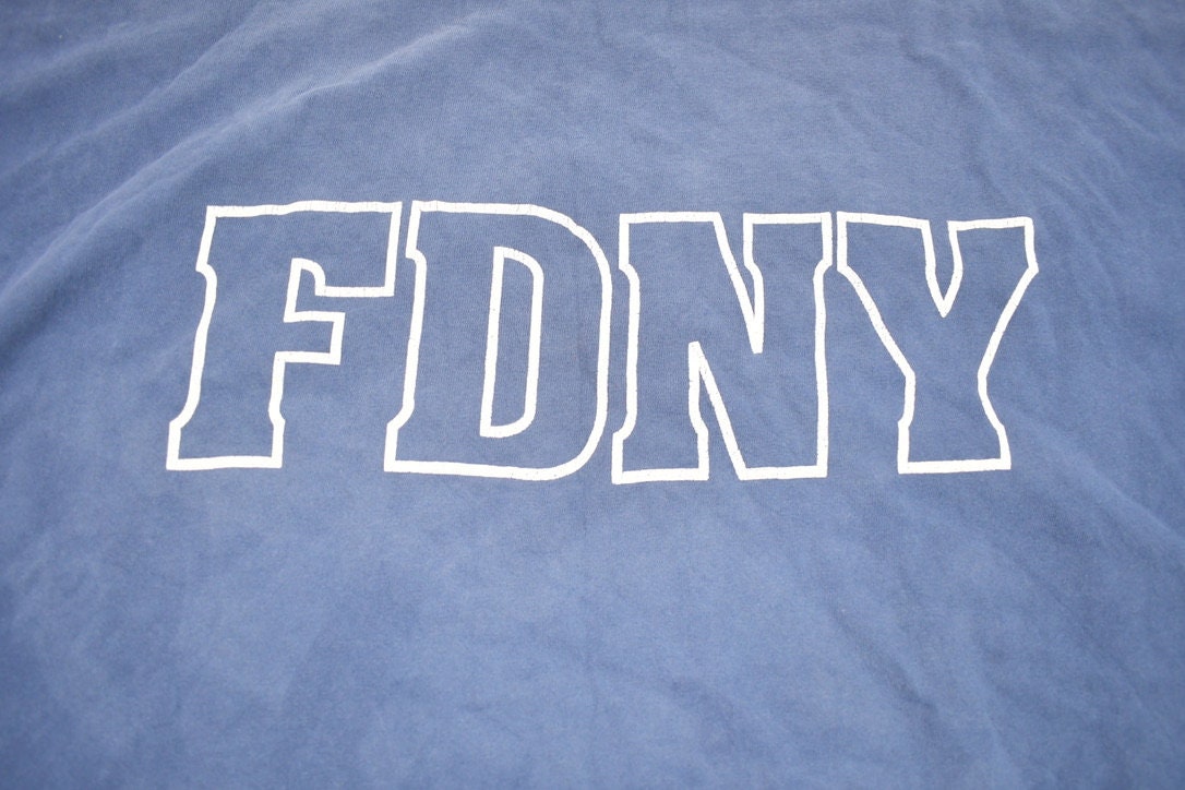 Vintage 1990s New York Fire Department Graphic T Shirt / Vintage T Shirt / Streetwear / Graphic Tee / Distressed Tee