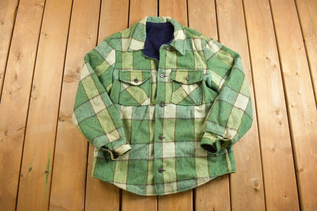 Vintage 1950s Plaid Wool Hunting Jacket