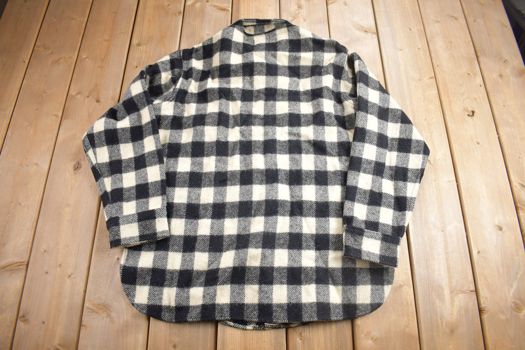 Vintage 1950s LL Bean Buffalo Plaid Wool Button Up Shirt