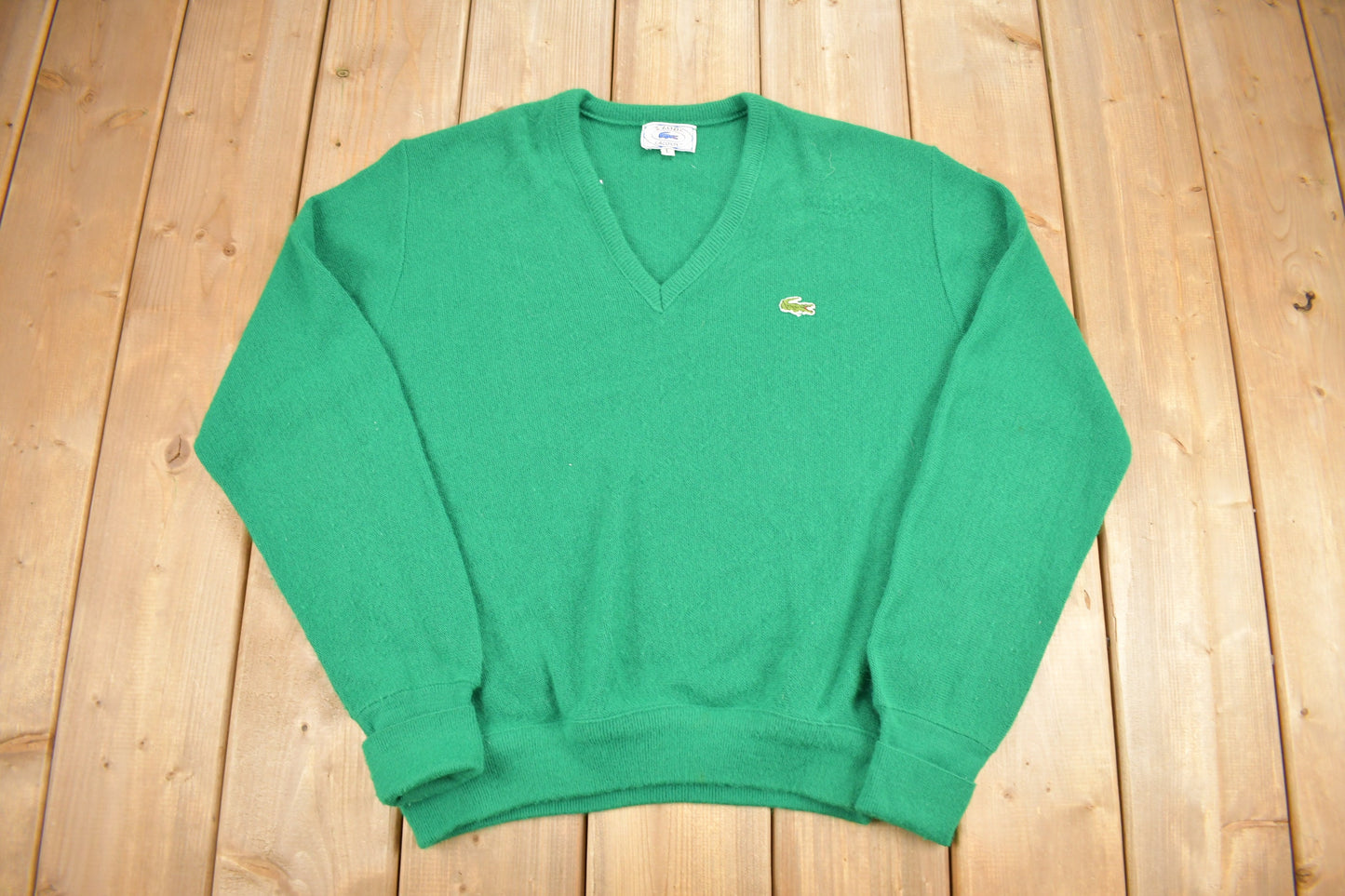 Vintage 1980s Izod Lacoste Knit V-Neck Sweater