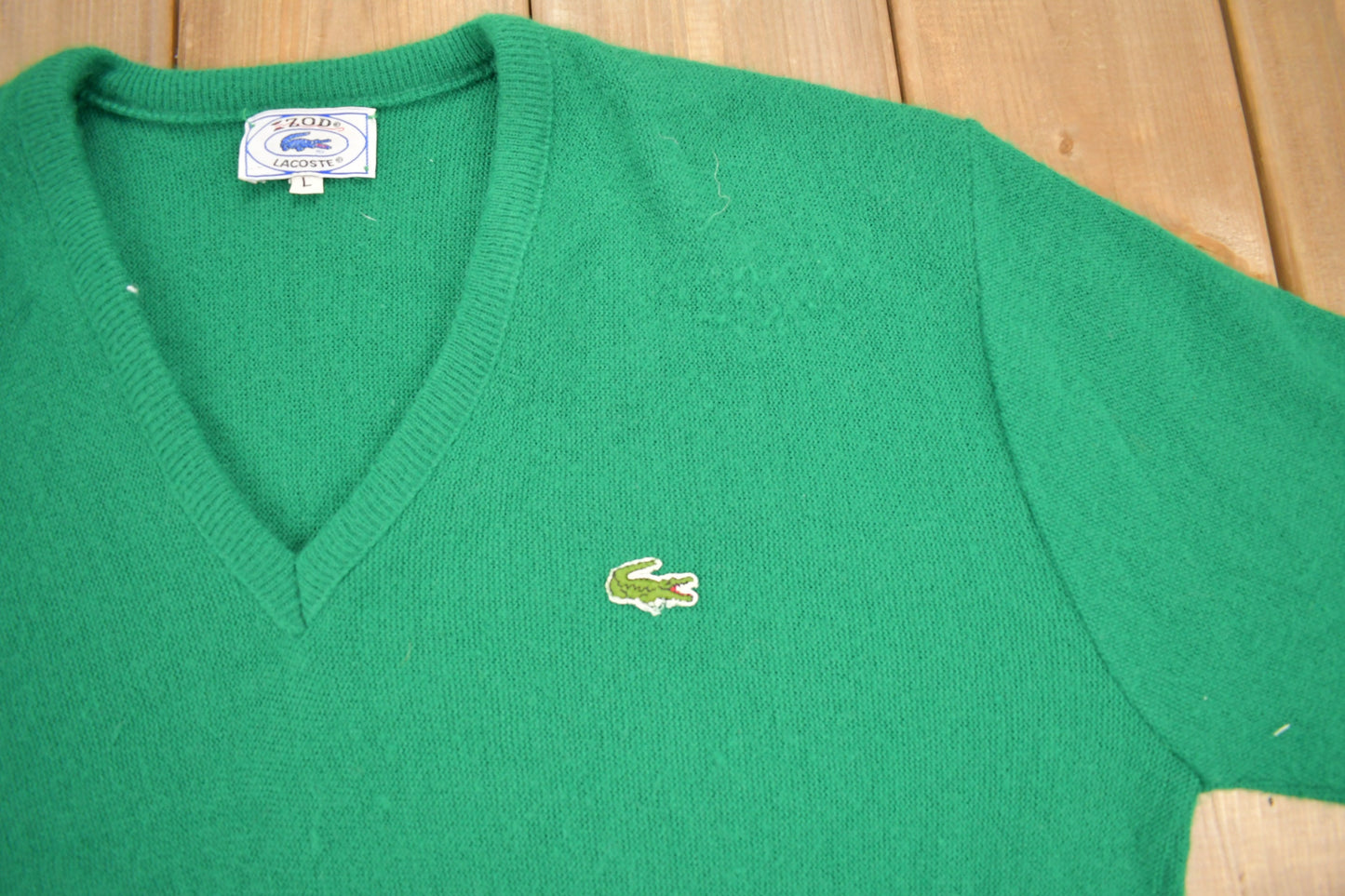 Vintage 1980s Izod Lacoste Knit V-Neck Sweater