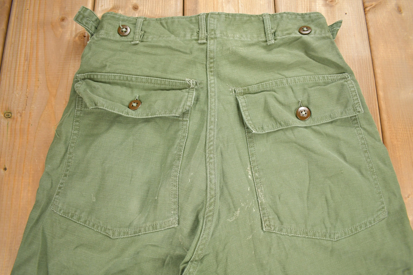 Vintage 1970s OG 107 Green Khaki Army Pants Size 28 x 25