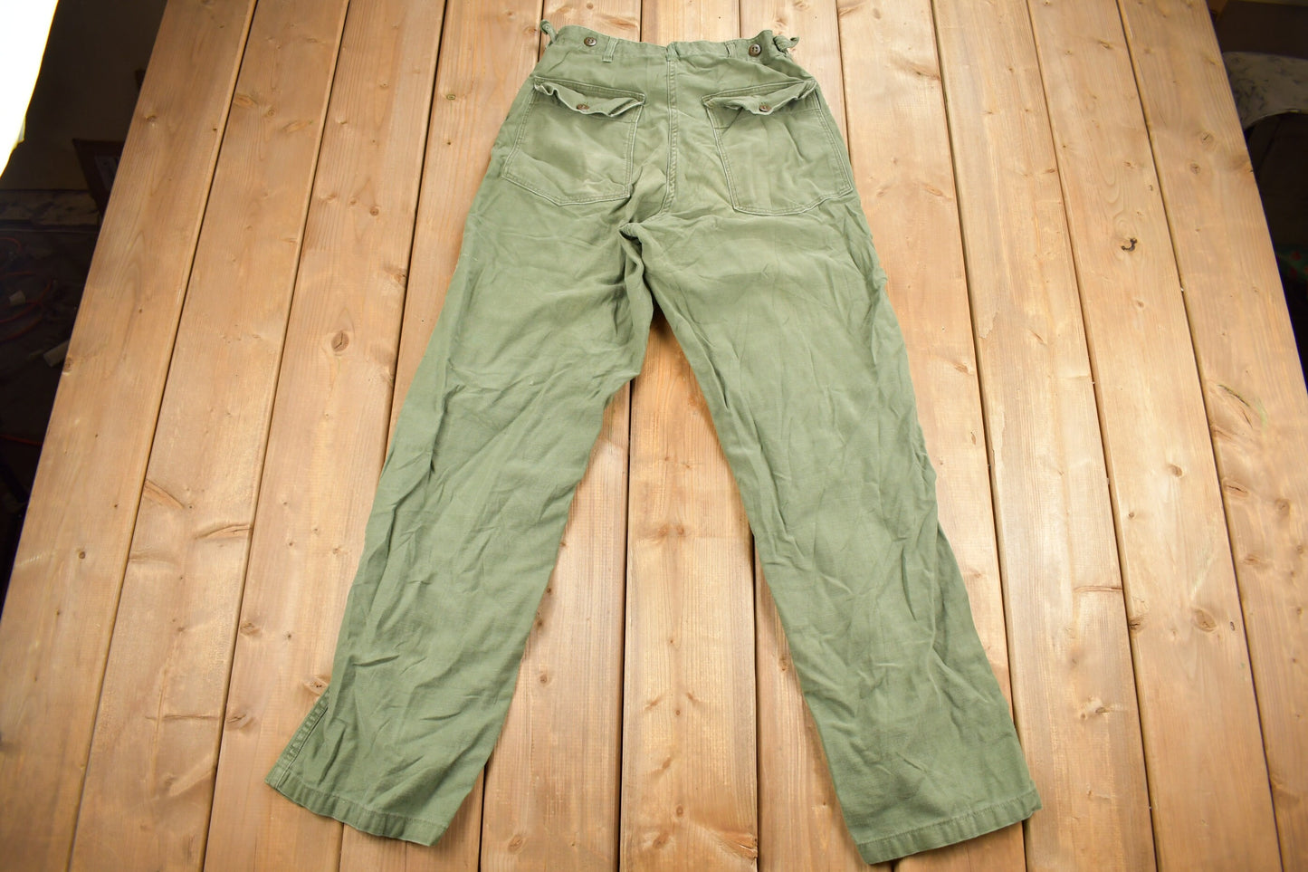 Vintage 1970s OG 107 Green Khaki Army Pants Size 28 x 28