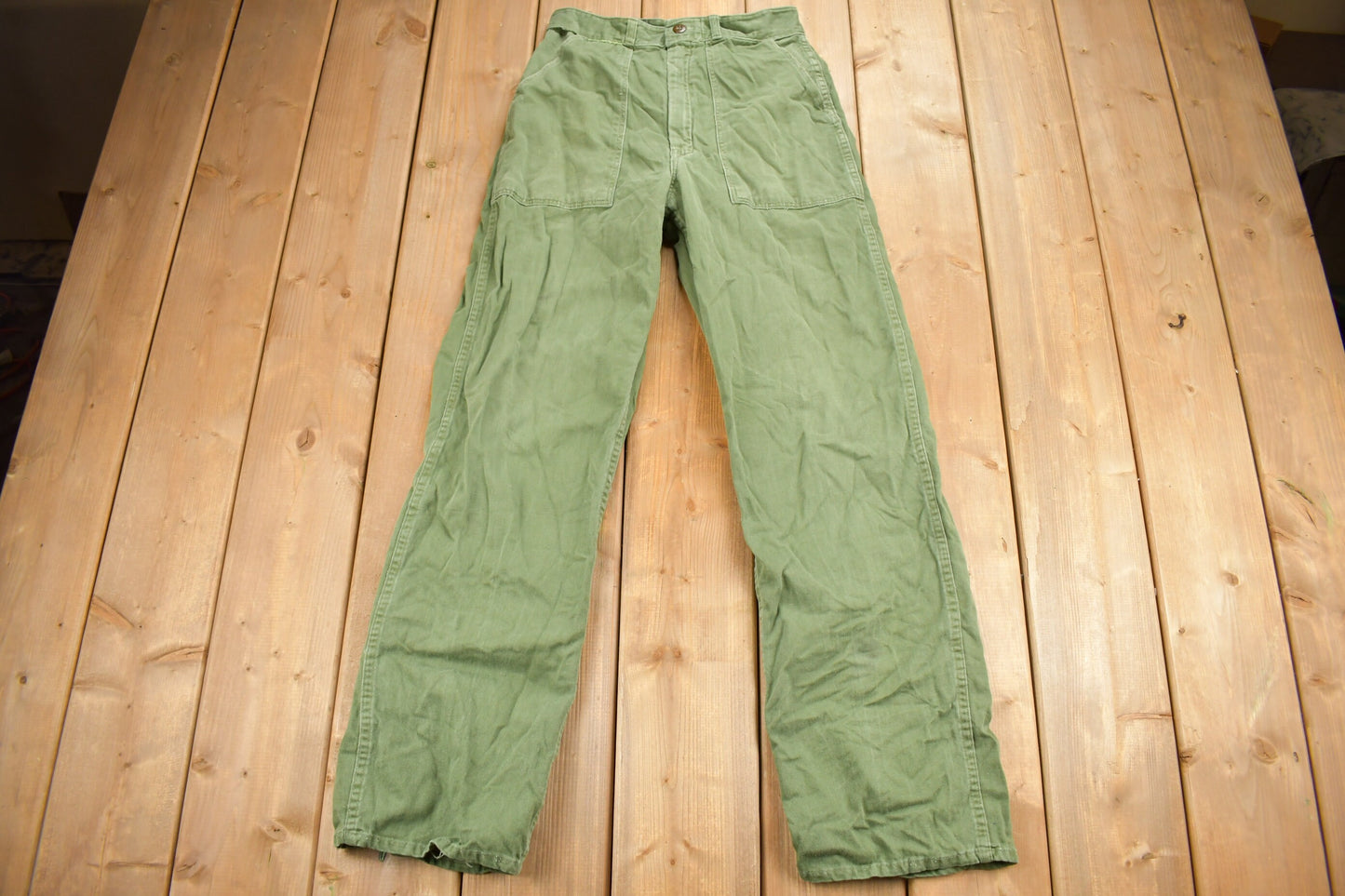 Vintage 1970s OG 107 Green Khaki Army Pants Size 28 x 30