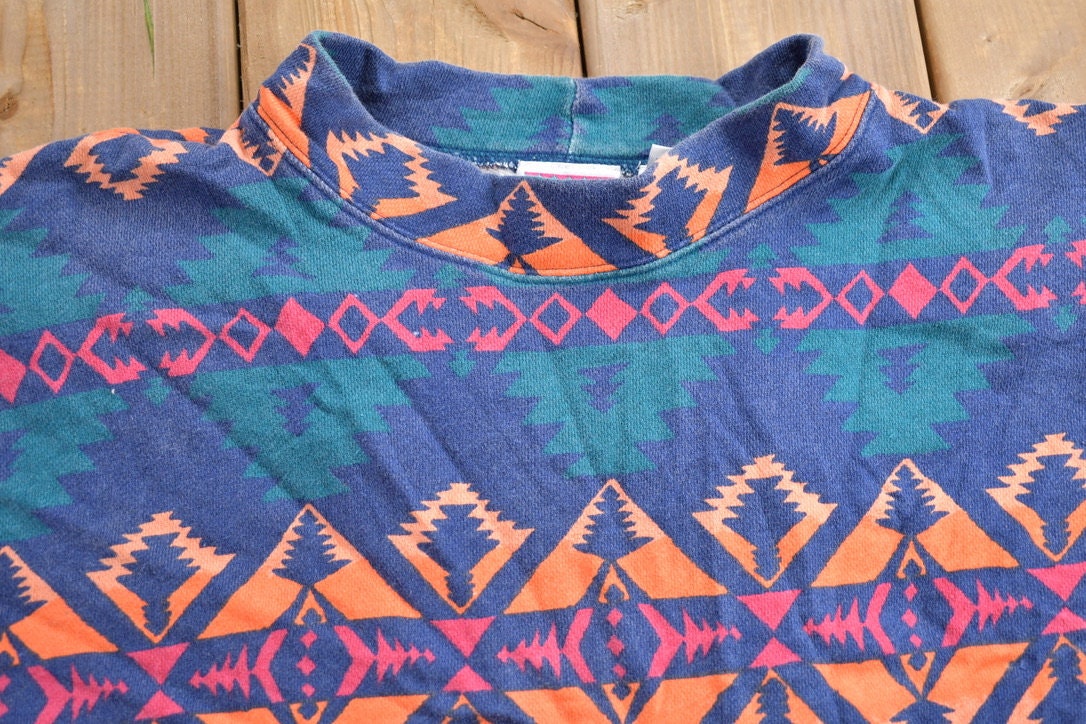 Vintage 1990s Nuovo All Over Print Funky Pattern Crewneck Sweatshirt
