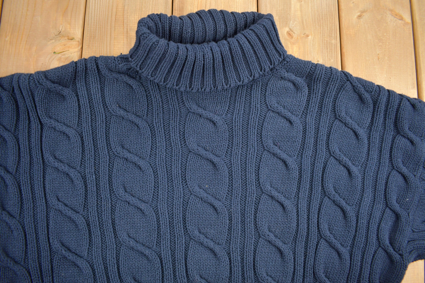 Vintage 1990s Club Monaco Cable Knit Turtleneck Sweater