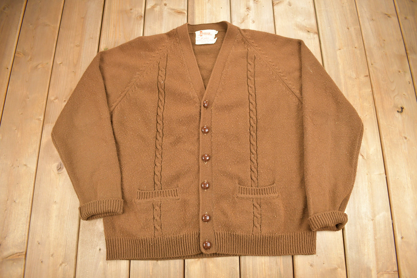 Vintage 1970s Brown Knit Cardigan Sweater