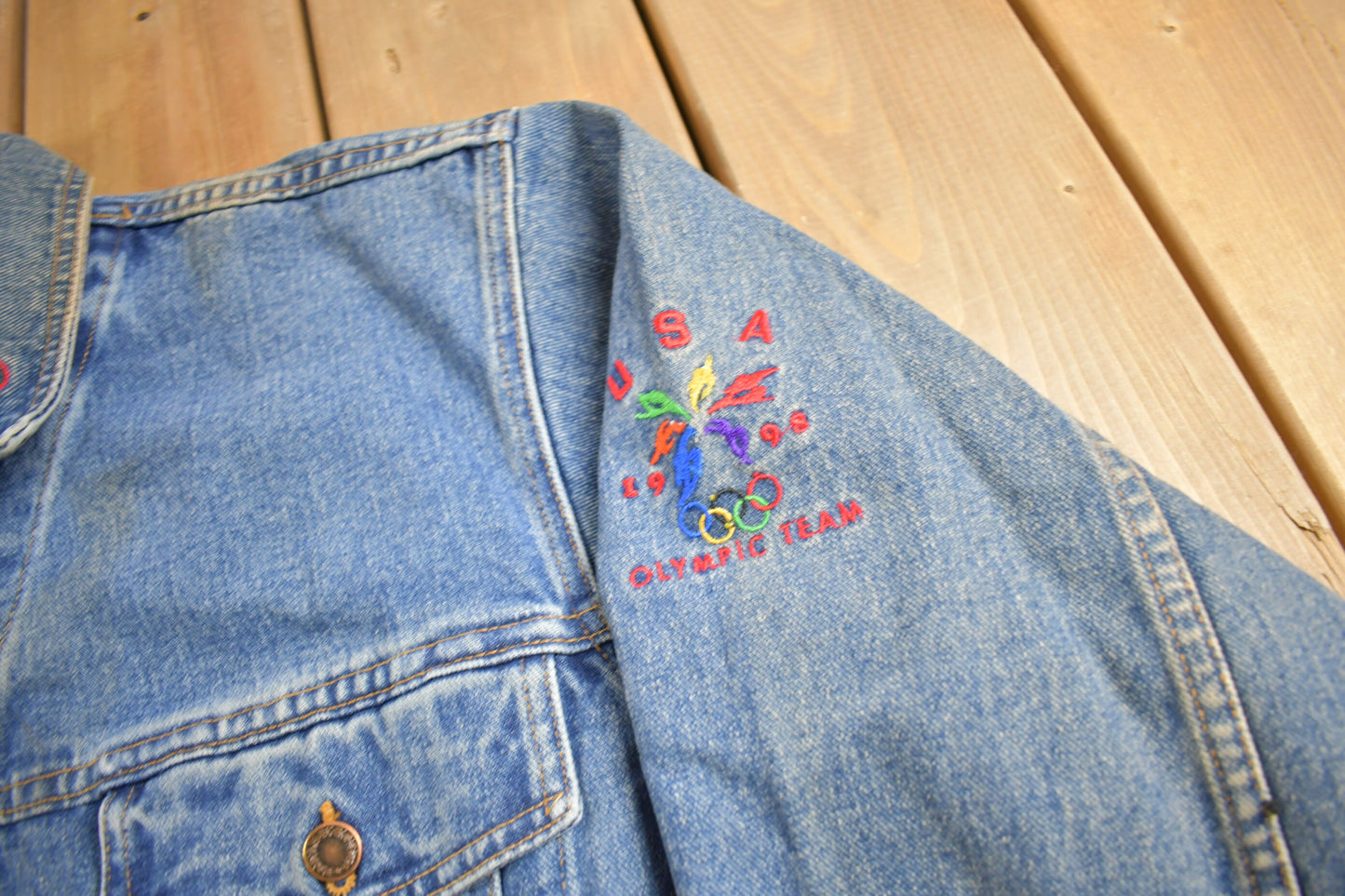 Vintage 1998 USA Olympic Team Button Up Jean Jacket