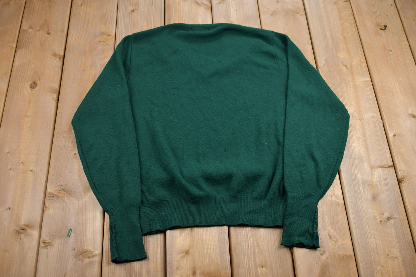 Vintage 1990s Steeplechase Blank Green V Neck Sweatshirt