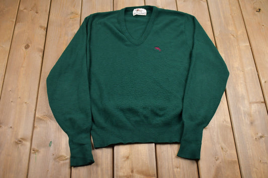 Vintage 1990s Steeplechase Blank Green V Neck Sweatshirt