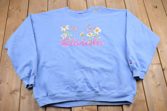 Vintage 1990s Florida Floral Theme Champion Crewneck Sweatshirt