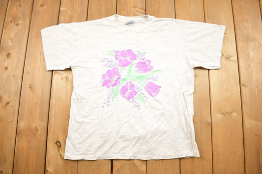 Vintage 1990s Flowers Graphic T-Shirt