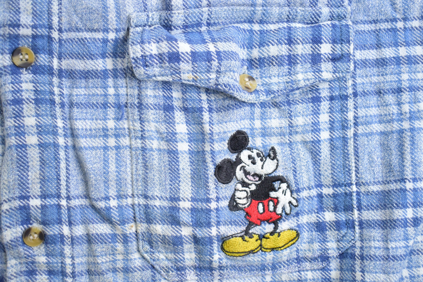 Vintage 1990s Disney Plaid Mickey Mouse Flannel Button Up Shirt