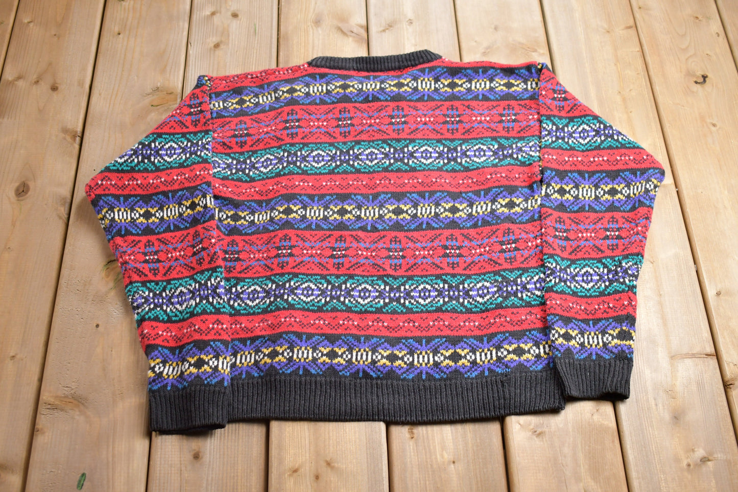 Vintage 1990s Jon Weston Abstract Knitted Crewneck Sweater