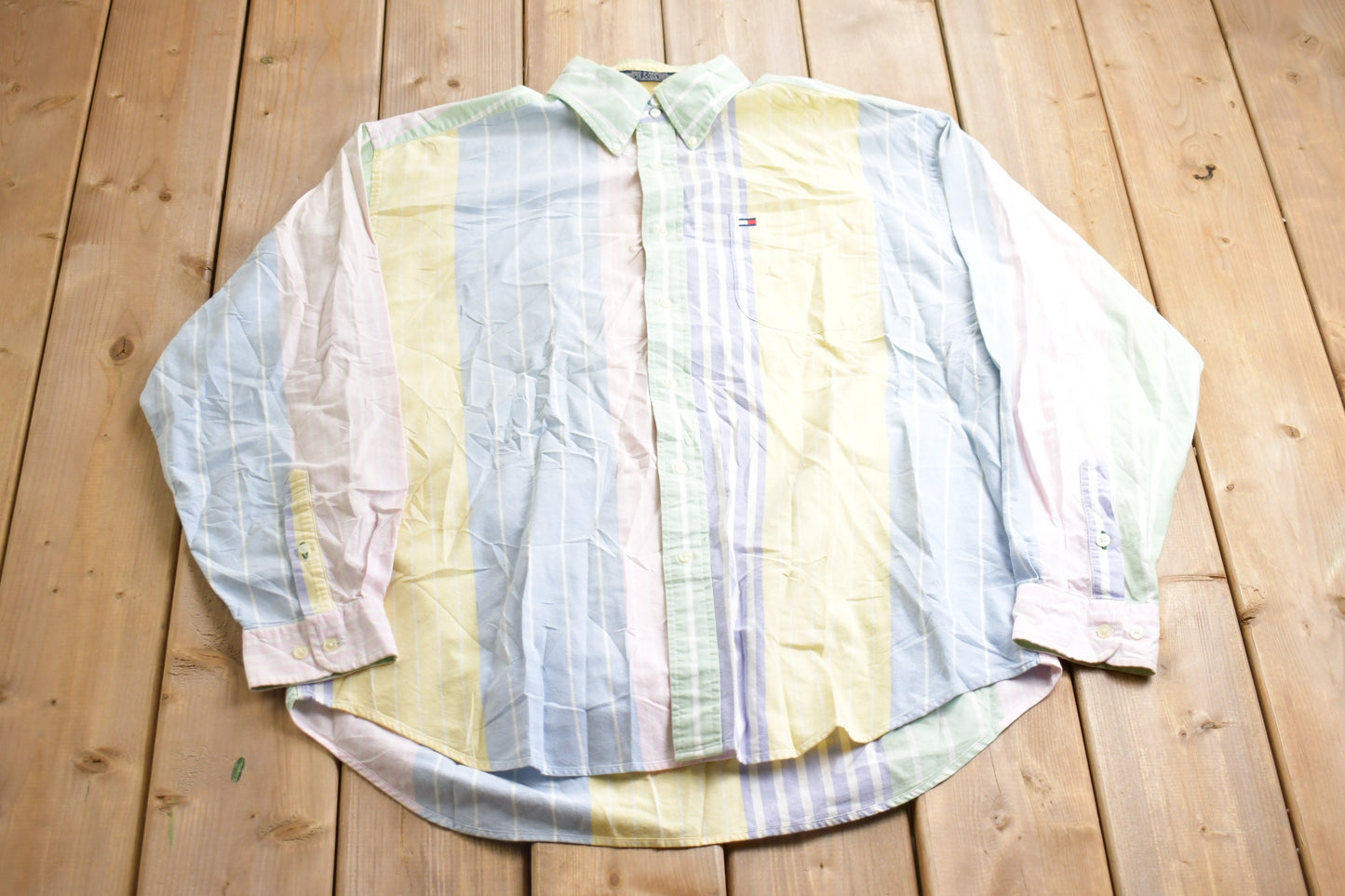 Vintage 1990s Tommy Hilfiger Pastel Striped Button Up Shirt