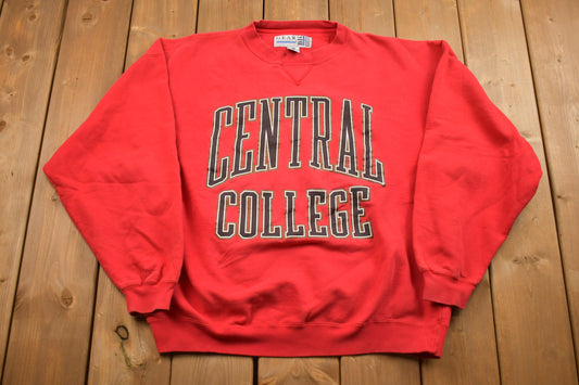 Vintage 1990s Central College Collegiate Crewneck / Embroidered / NCAA Sweatshirt / Sportswear / Americana