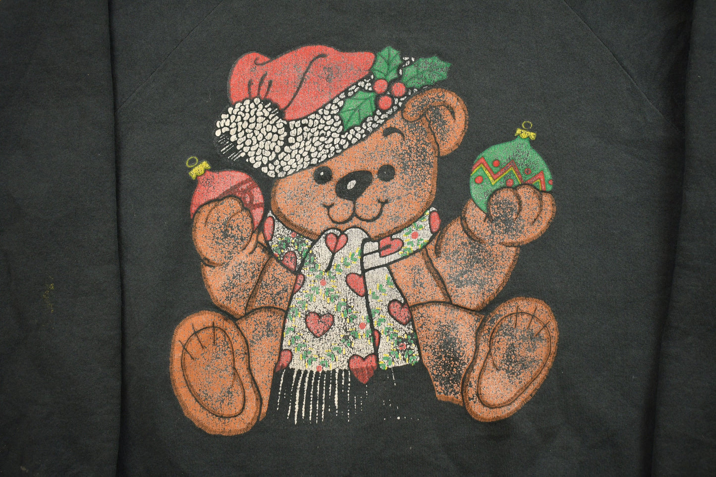 Vintage 1990s Christmas Teddy Bear Sweater / 90s Holiday Crewneck / Winter Wear / Cute / Festive Graphic Print