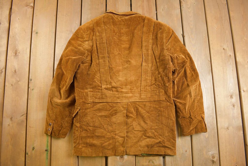 Vintage 1970s Brown Corduroy Blazer Button Up Shirt