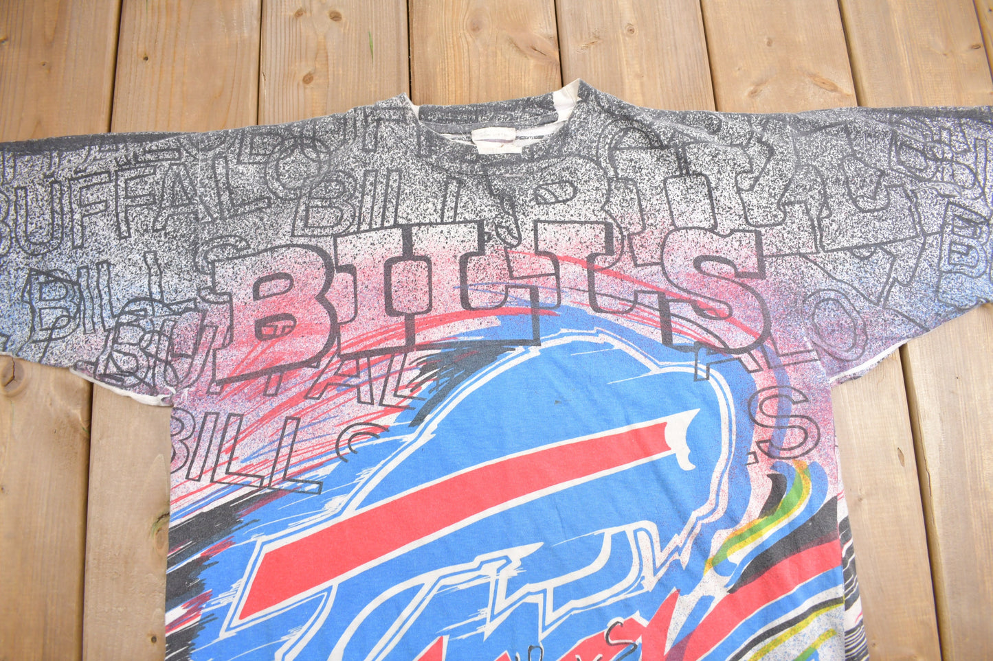 Vintage 1990s Buffalo Bills NFL All Over Print T-Shirt / Single Stitch / NFL / Magic Johnson T's / Sportswear