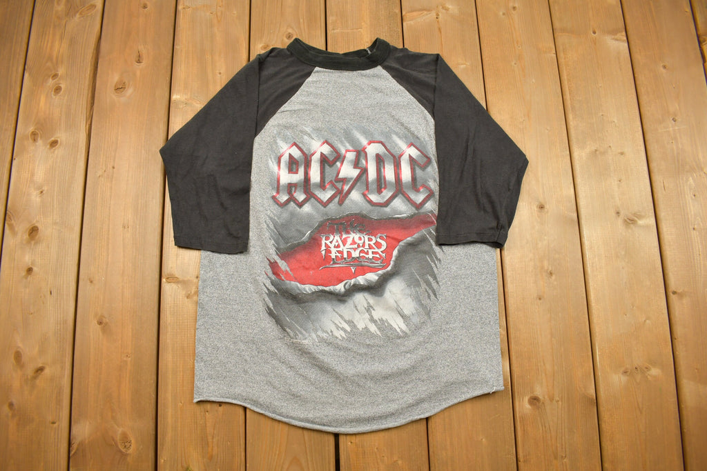 Vintage 1990s ACDC The Razers Edge Tour Band Baseball T-shirt