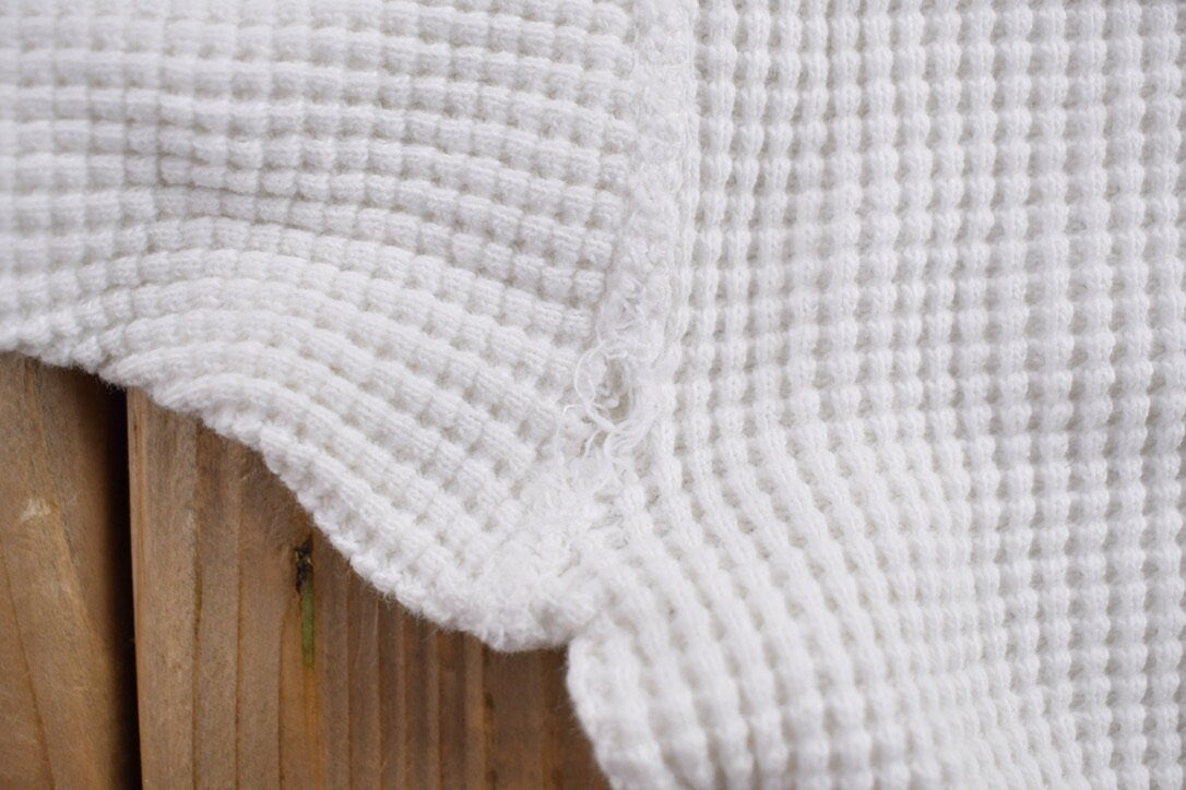 Vintage 1970s Blank Waffle Knit Long Sleeve Under Shirt