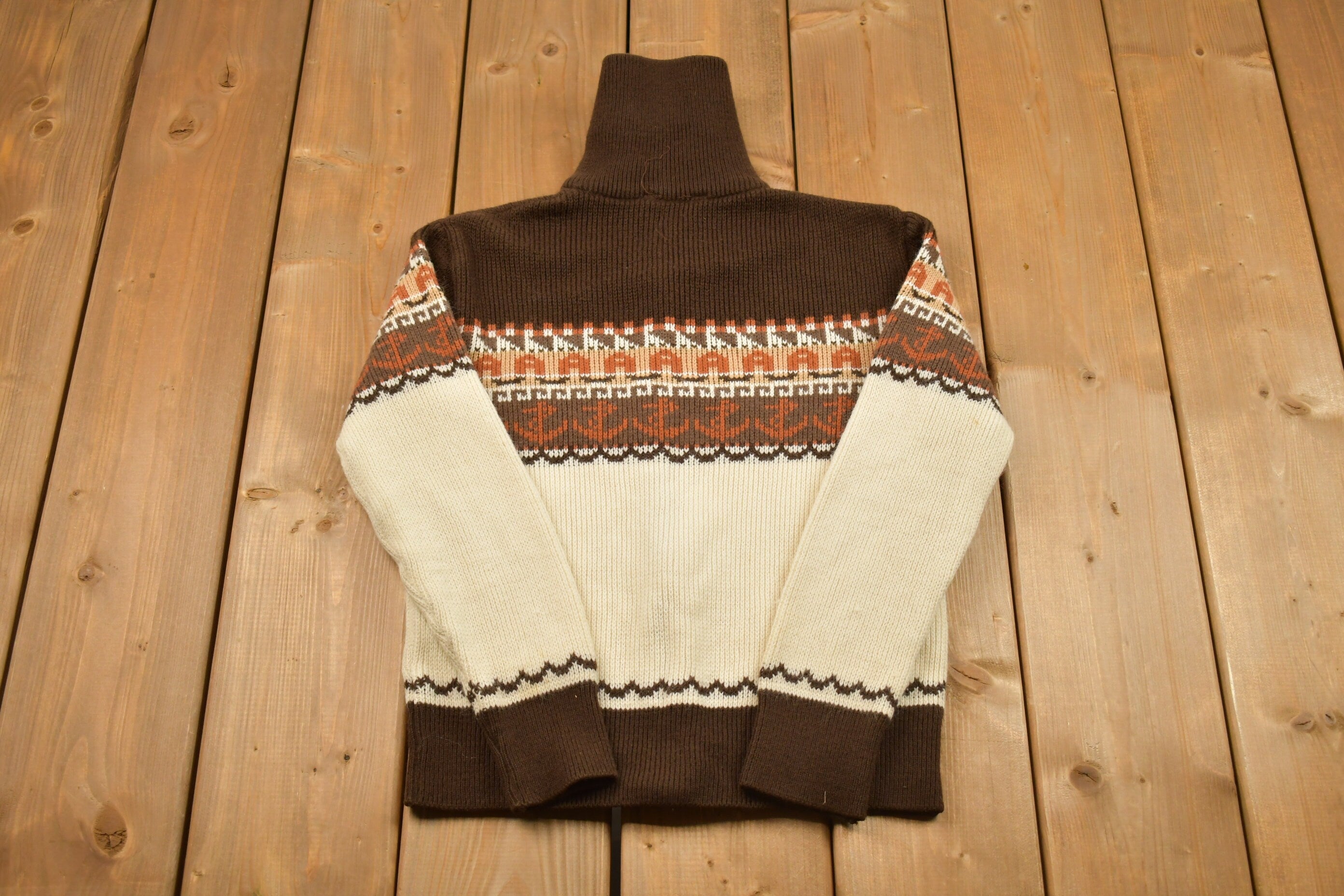 Vintage 1970s Knitted Zip Up Sweater