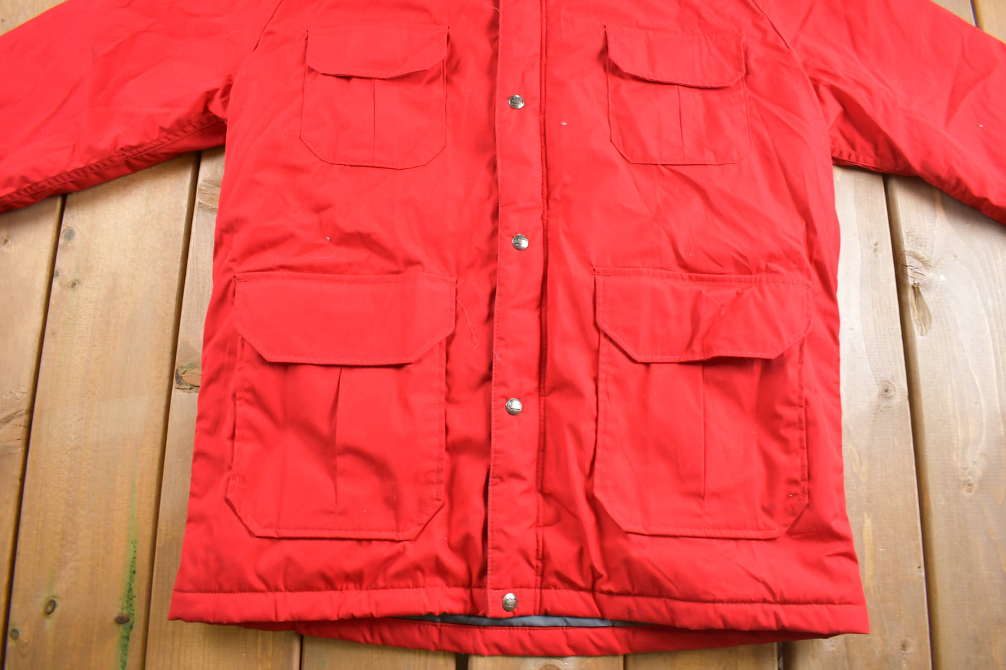 Vintage 1990s Woolrich hooded Winter Jacket / Red Jacket / Vintage Woolrich / Made In USA / Puffer Jacket