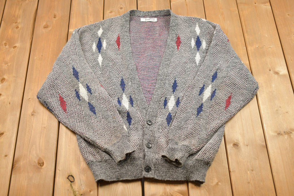 Vintage 1970s Jantzen Argyll Knited Cardigan Sweater