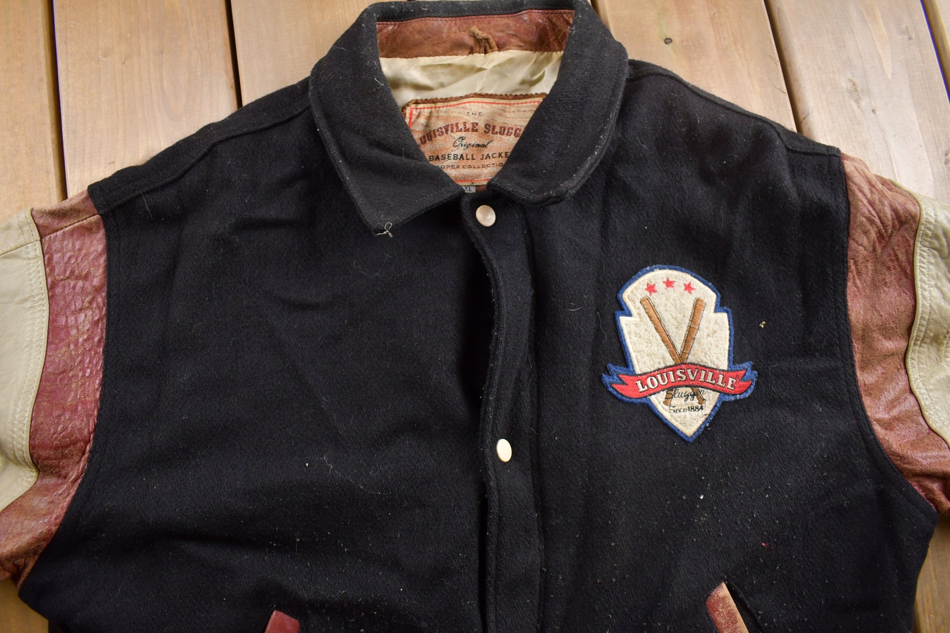 Vintage - Leather Louisville Slugger Baseball Jacket 1980s Large