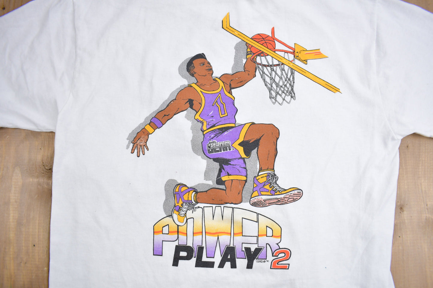 Vintage 1990s Gaddy Gear Power Play 2 Basketball Graphic T Shirt / Vintage T Shirt / Streetwear / Graphic Tee / Single Stitch / Made In USA