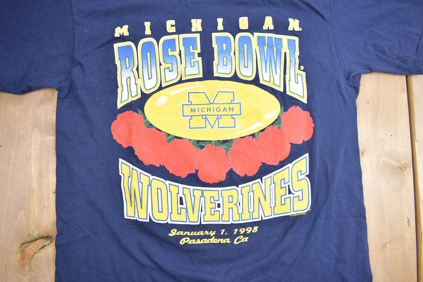 Vintage 1998 University Of Michigan Rosebowl Collegiate T-Shirt / NCAA Tee / Made In USA / Single Stitch / Sportswear / Wolverines